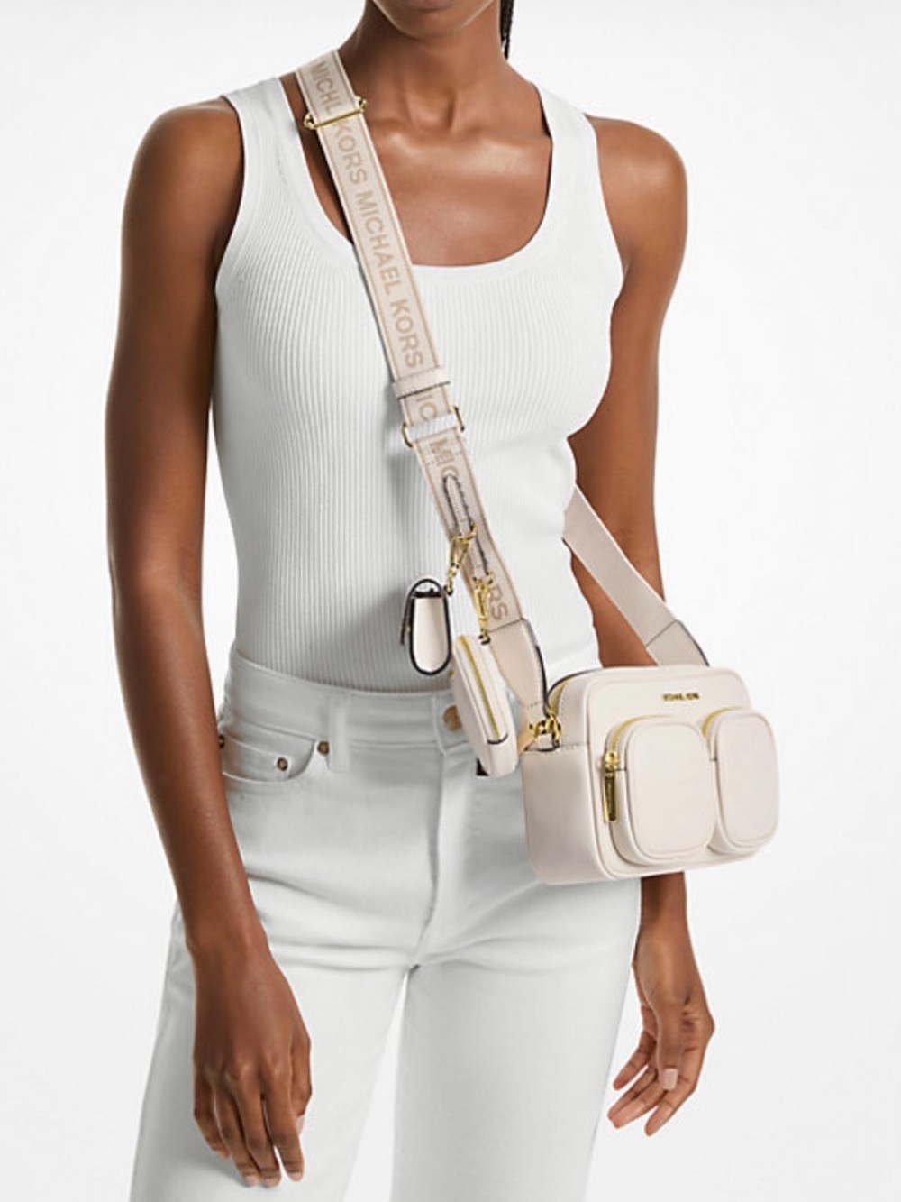 Michael Kors JST Md Pocket Leather Messenger XBody With Attachments Crossbody - Picture 5 of 5
